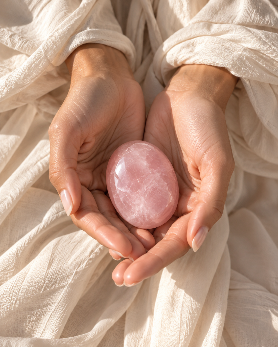 Piedra Palma de Cuarzo Rosa 6 cm — Pieza Pulida