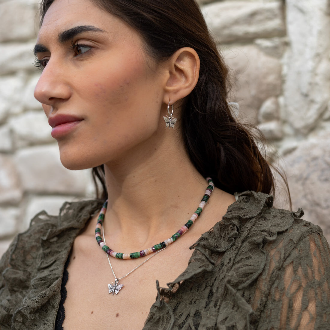 Collar Callisto Rubí, Zoisita y Ópalo Rosado | Alma en renacimiento