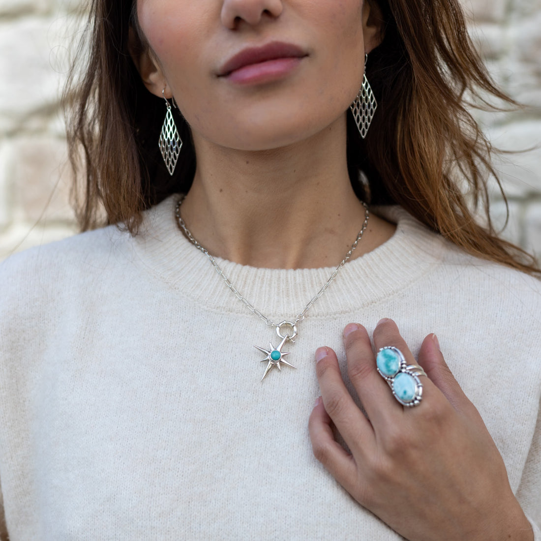 Anillo Sirenia (Larimar Doble) – Calma · Intuición · Belleza Boho