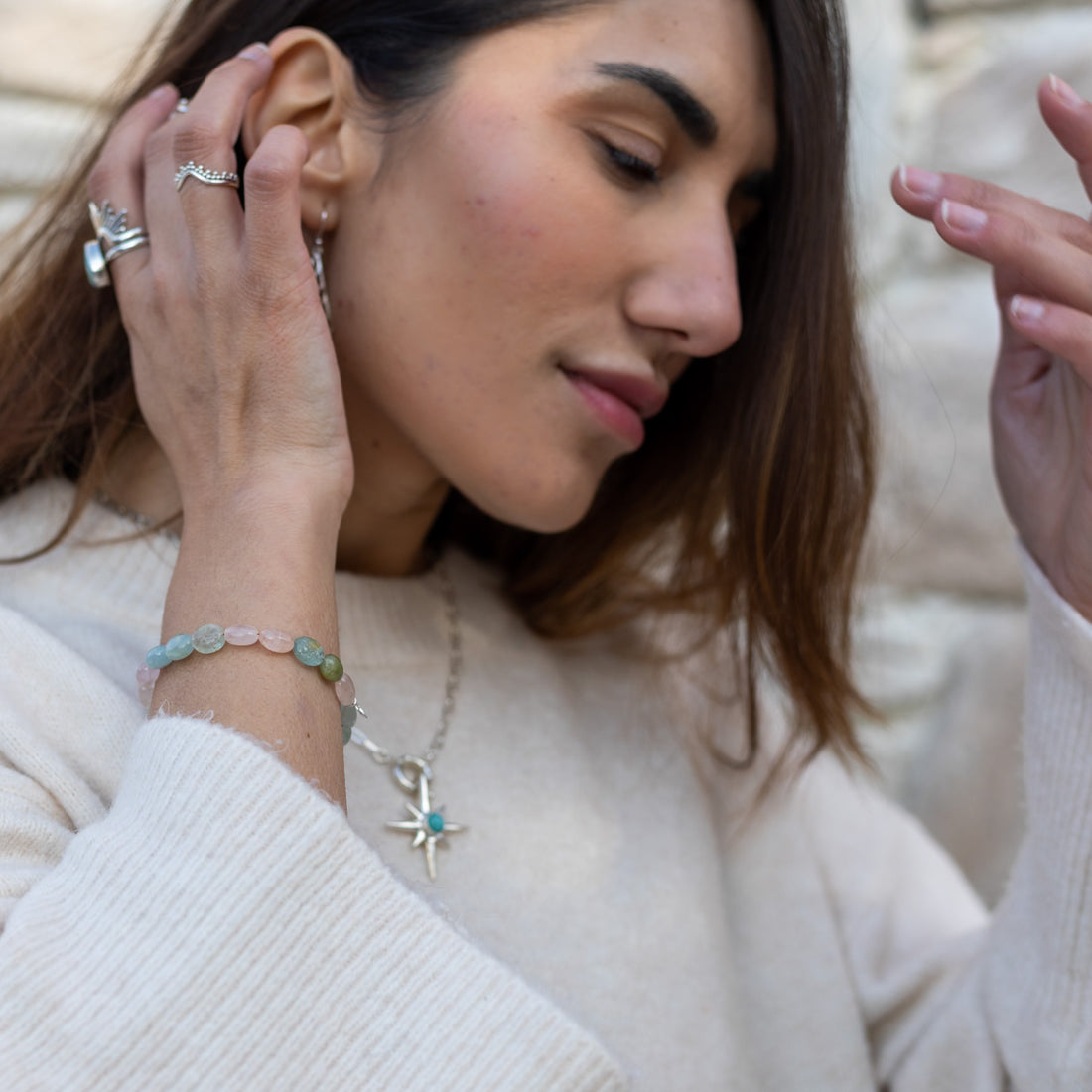 Pulsera Rhea de Berilo | Claridad serena y Fuerza ancestral