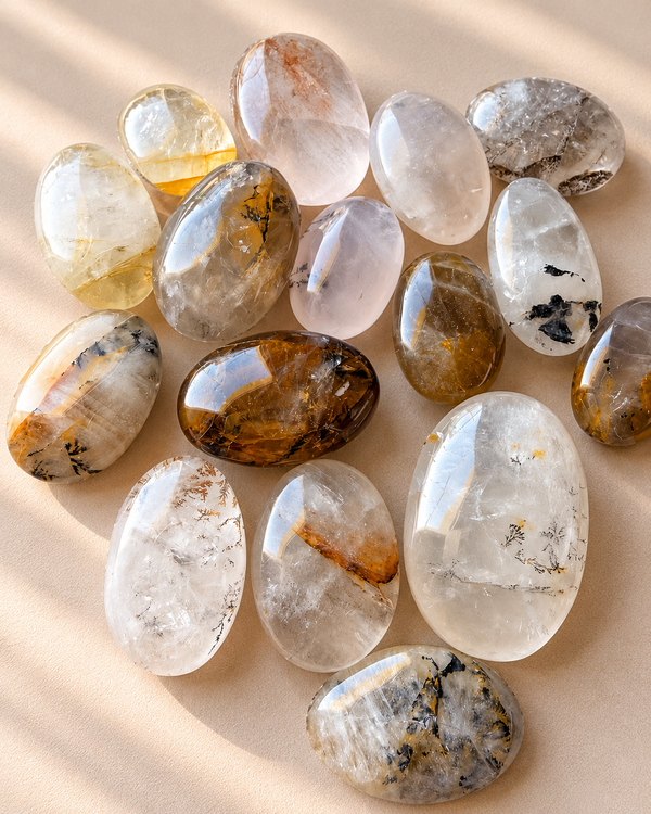 Piedra Palma de Cuarzo Dendrítico natural | Pulida a mano