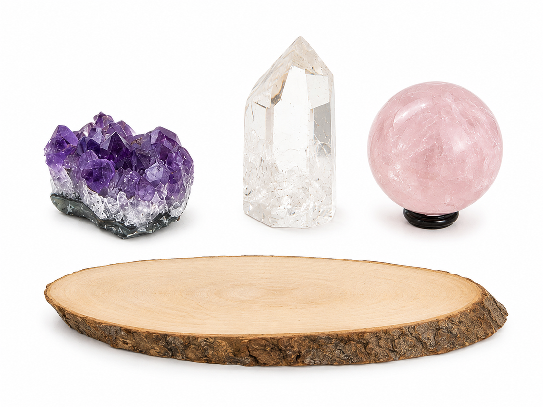 Pack Armonía del Hogar con Amatista, Cuarzo Rosa y Cuarzo Cristal