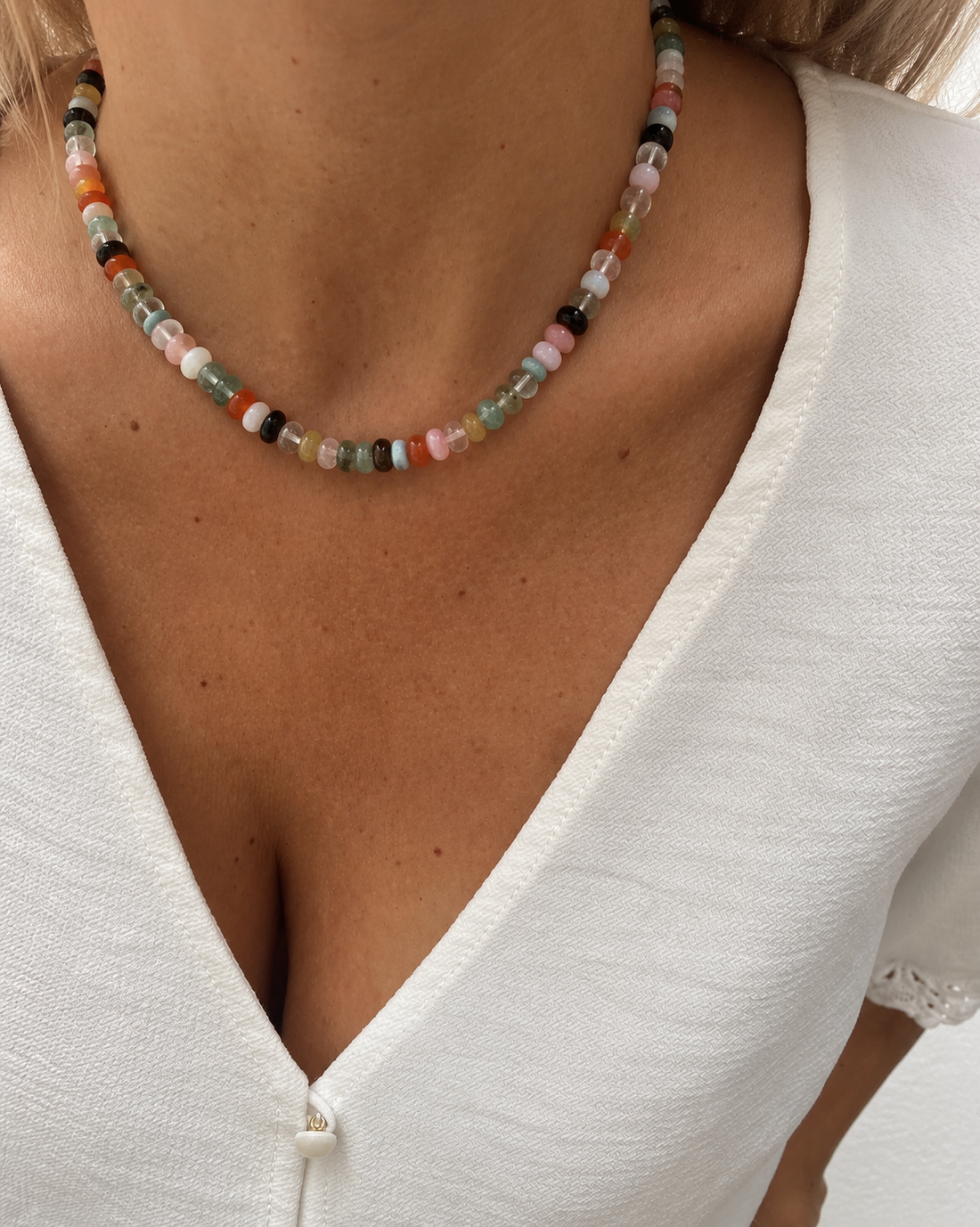 Collar Morgana | 11 piedras naturales y plata de ley 925 · 43 cm
