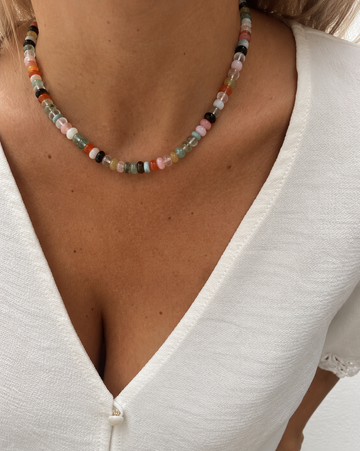 Collar Morgana | 11 piedras naturales y plata de ley 925 · 43 cm