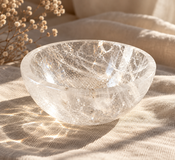 Cuenco de Cuarzo Cristal Natural 7 cm — Tallado a Mano