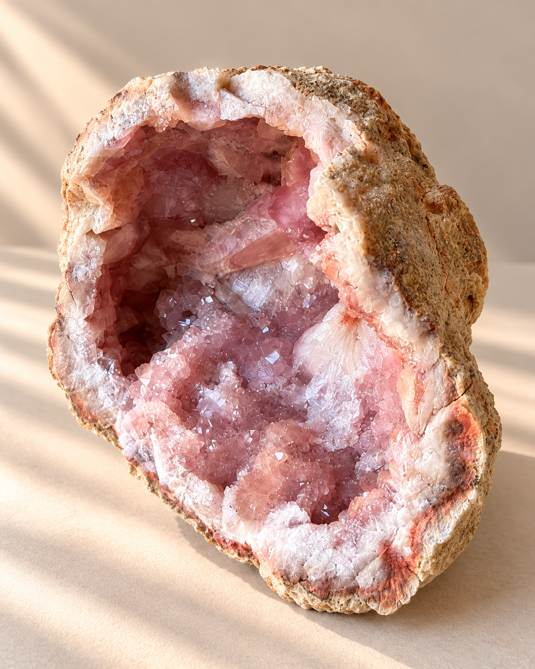 Geoda de Amatista Rosa natural | 6 × 8 cm, con pedestal
