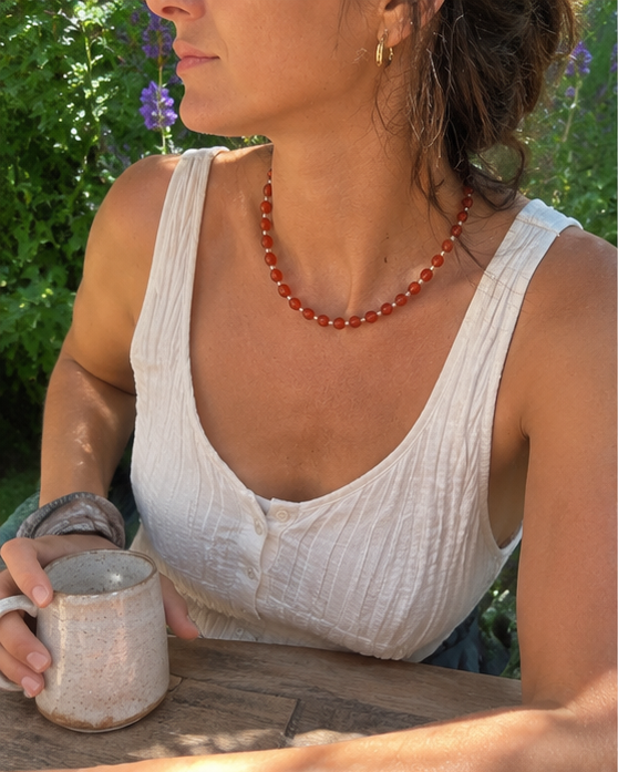 Collar Rosae de Carneola y Piedra Luna