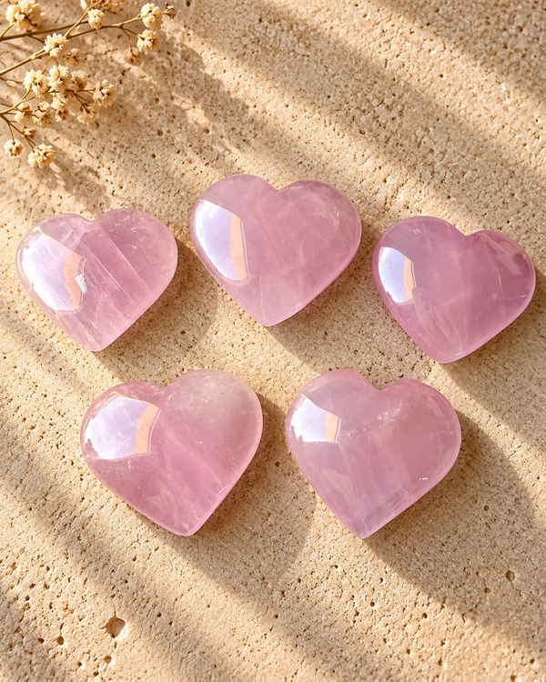 Corazón de Cuarzo Rosa natural | 5,5 × 4,5 cm, pulido a mano