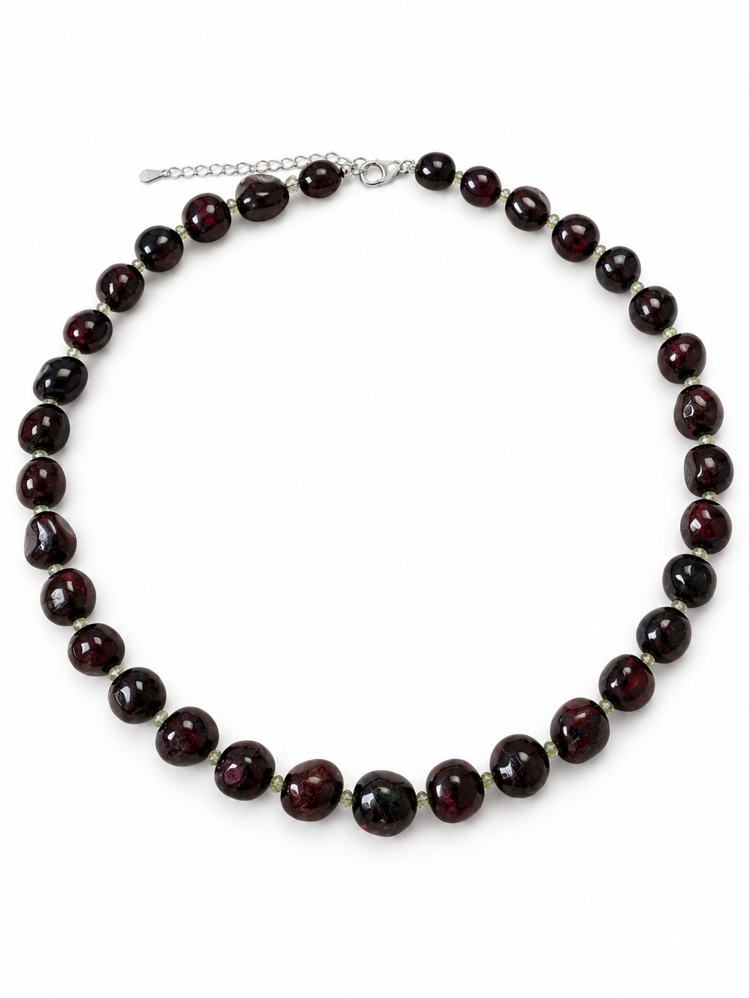 Collar Gaia | Granate y prehnita natural · 43 cm