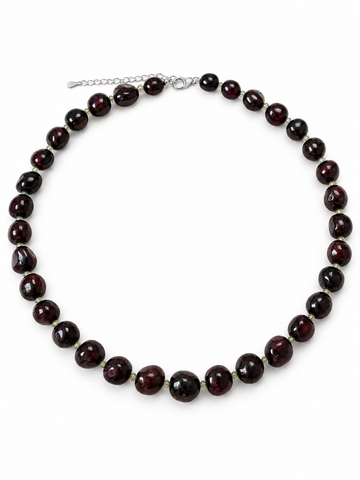 Collar Gaia | Granate y prehnita natural · 43 cm