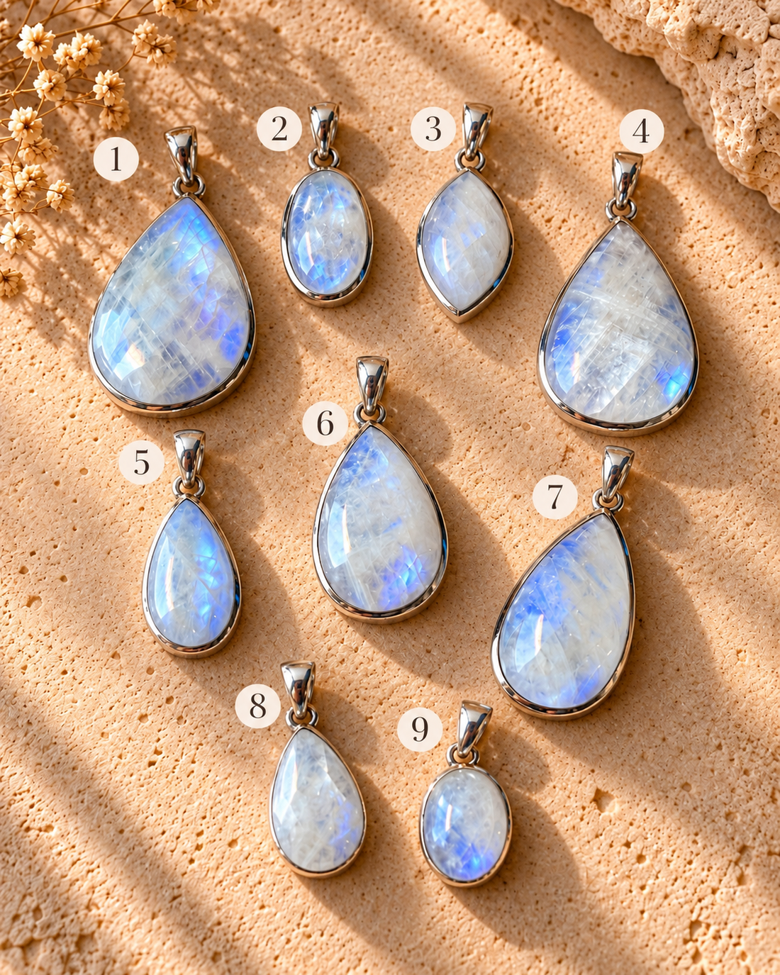 Colgante de Piedra Luna natural calidad extra | Pieza única a elegir