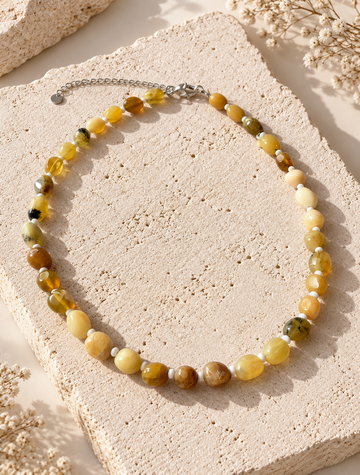 Collar Wadjet de Serpentina | Barrilete freeform · 43 cm + extensor