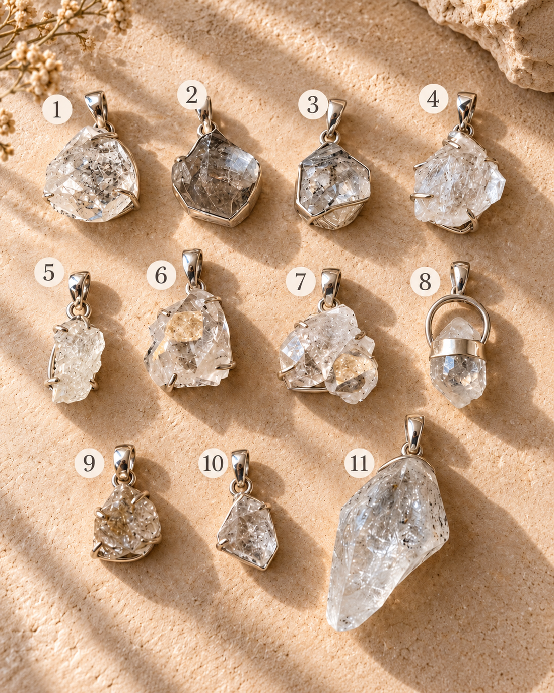 Colgante de Diamante Herkimer natural | Pieza única a elegir