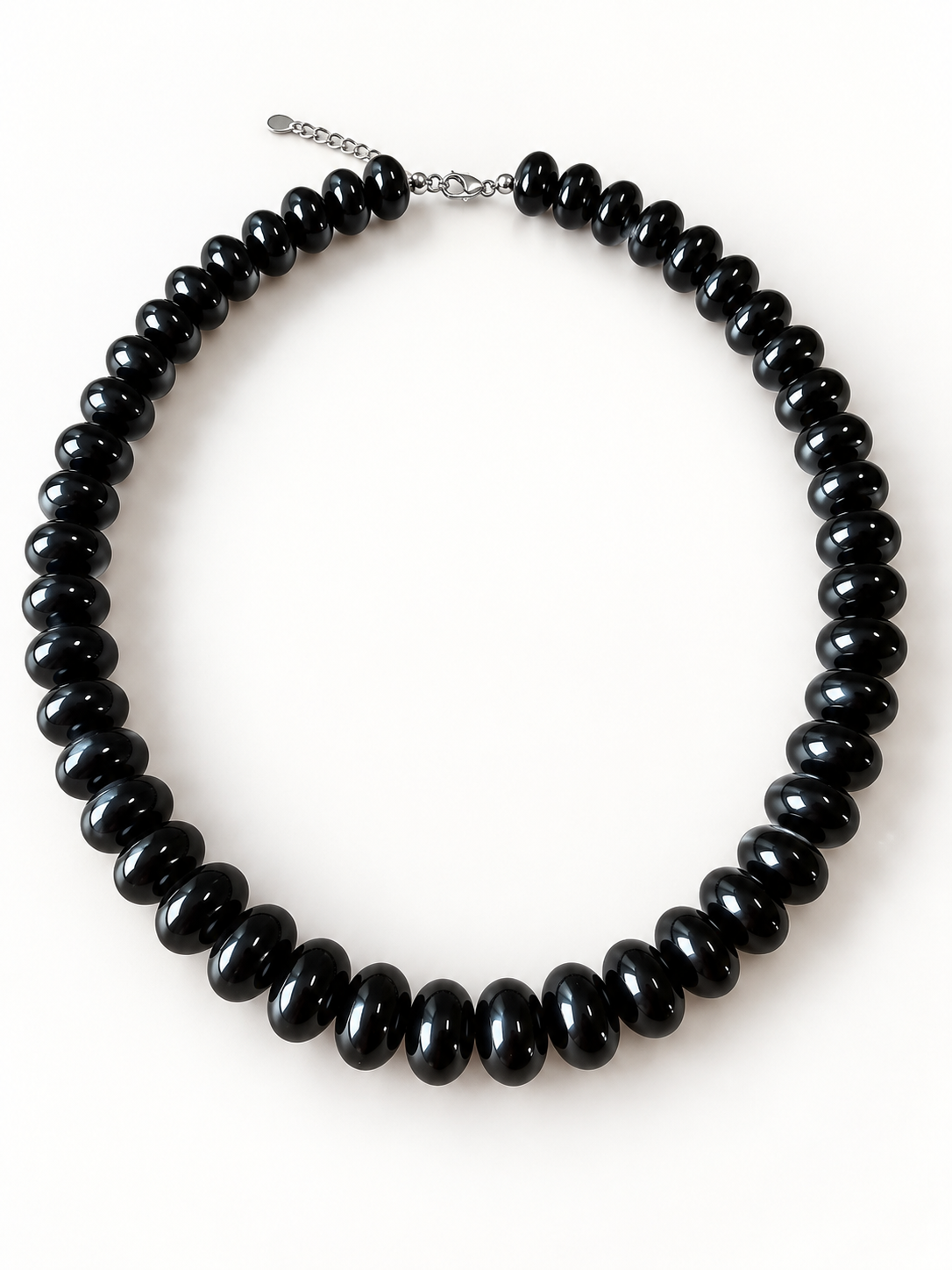 Collar Nótt | Azabache natural en bolas de 10 mm · 45 cm