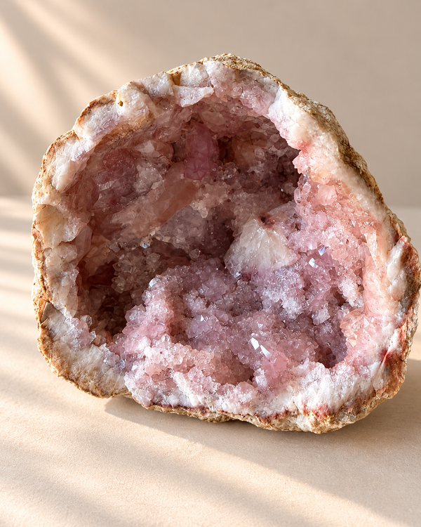 Geoda de Amatista Rosa natural | 6 × 8 cm, con pedestal