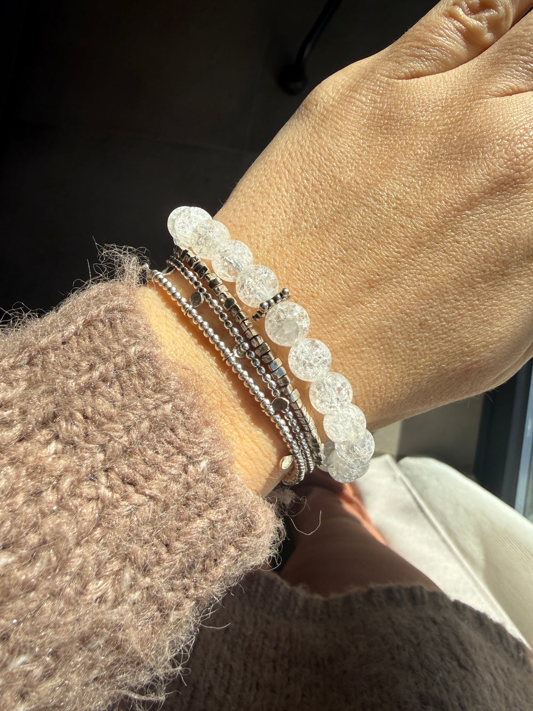 Pulsera Brígida de Cuarzo Cristal · Claridad · Conexión Espiritual y Limpieza de Aura