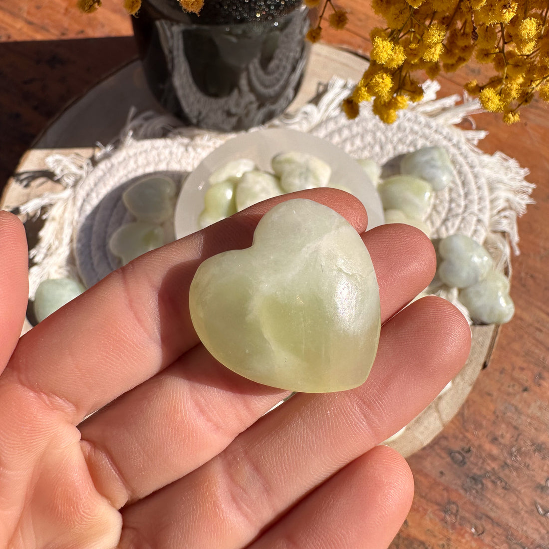 Corazón Jade verde (30mm)