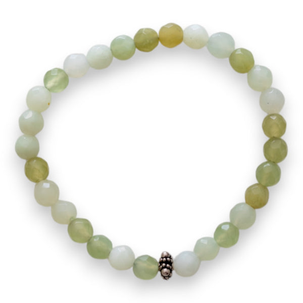 Pulsera Gaia | Jade verde natural facetado de 5 mm